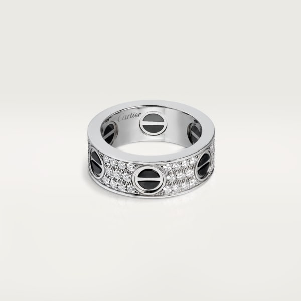 Black ceramic, white gold and diamonds ring