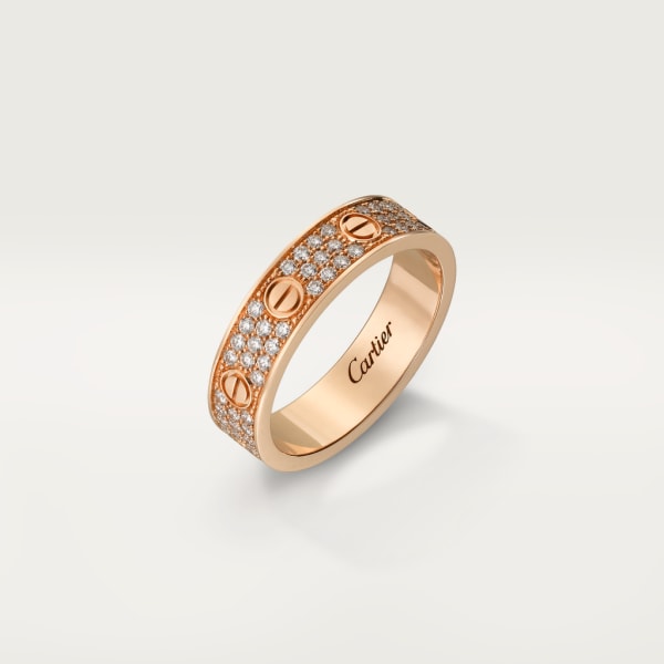 Love wedding band, diamond-paved Rose gold, diamonds