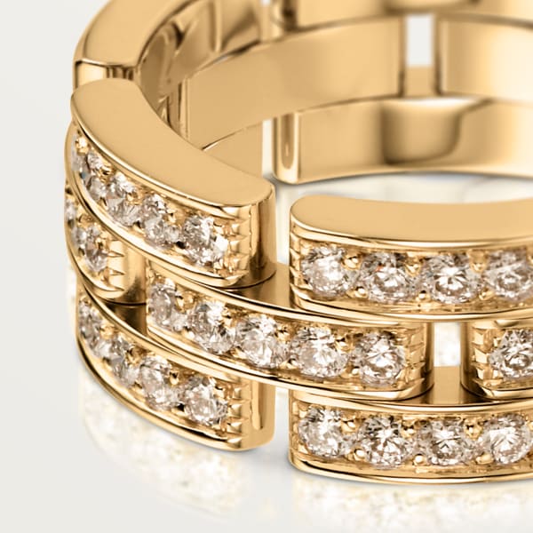 Maillon Panthère三排戒指，半铺镶钻石 黄金，钻石