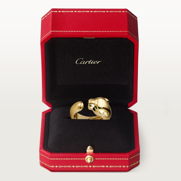 Panthère de Cartier戒指 黄金，缟玛瑙，沙弗莱石榴石