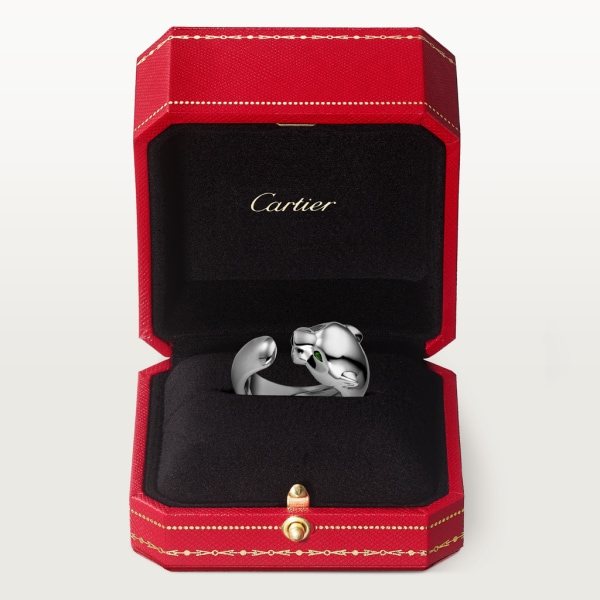 Panthère de Cartier戒指 白金，沙弗莱石榴石，缟玛瑙