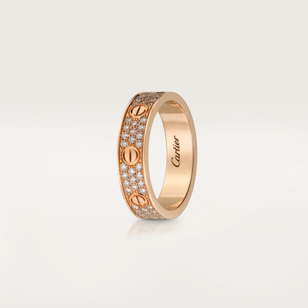 Love wedding band, diamond-paved Rose gold, diamonds