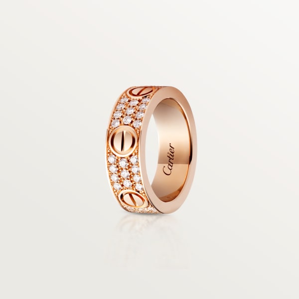 Love ring, diamond-paved Rose gold, diamonds