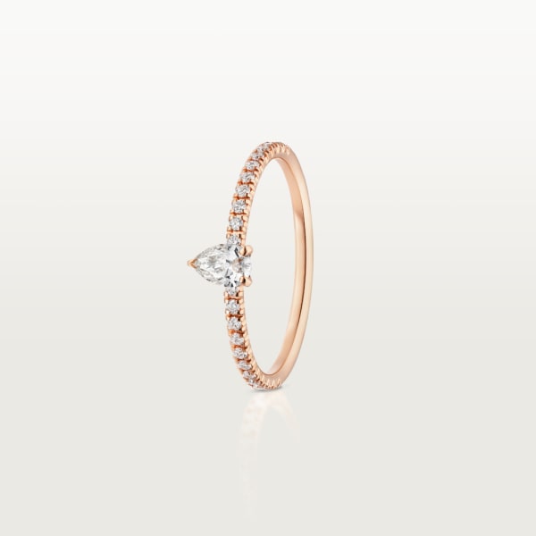Etincelle de Cartier ring, pear-cut diamond, paved Rose gold, diamonds