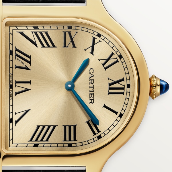 Cloche de Cartier腕表 大号表款，手动上链机芯，18K黄金，皮表带