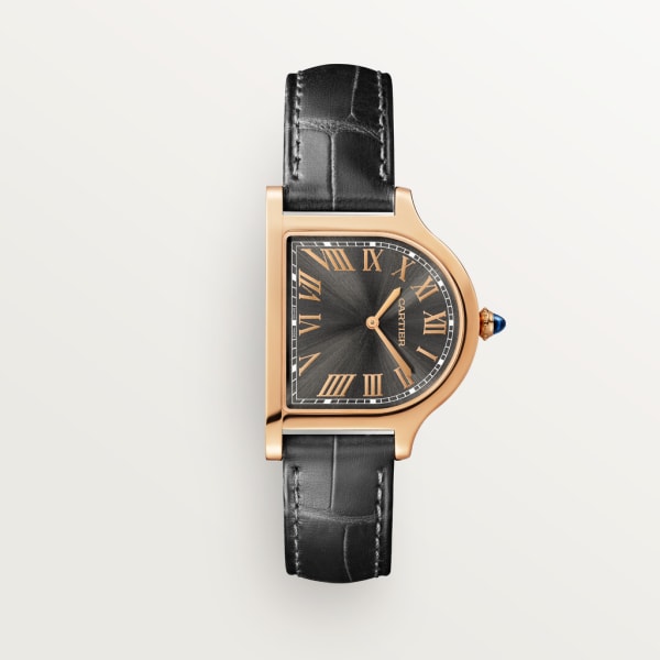 Cloche de Cartier腕表 大号表款，手动上链机芯，18K玫瑰金，皮表带