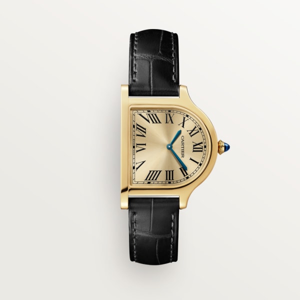 Cloche de Cartier腕表 大号表款，手动上链机芯，18K黄金，皮表带