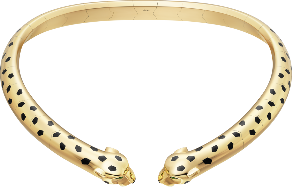 Panthère de Cartier卡地亚猎豹项链黄金，亮漆，缟玛瑙，沙弗莱石榴石