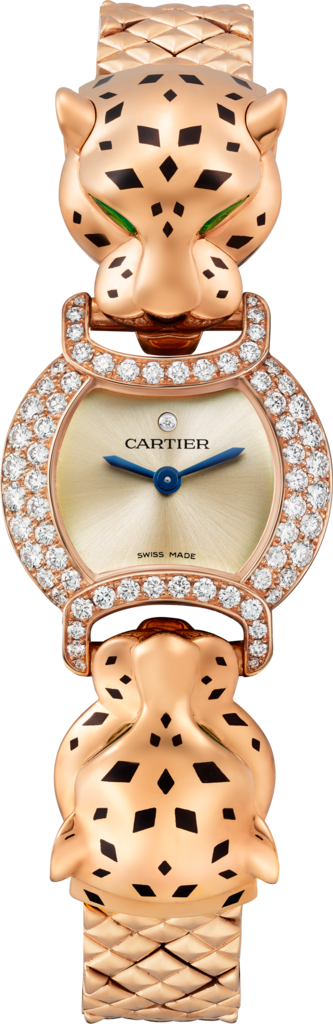 La Panthère de Cartier 腕表22.2 毫米，石英机芯，玫瑰金，钻石，金属表链