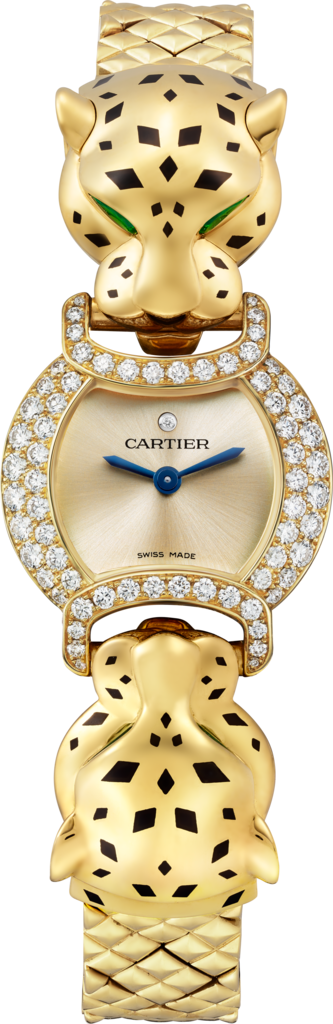 La Panthère de Cartier 腕表22.2 毫米，石英机芯，黄金，钻石，金属表链