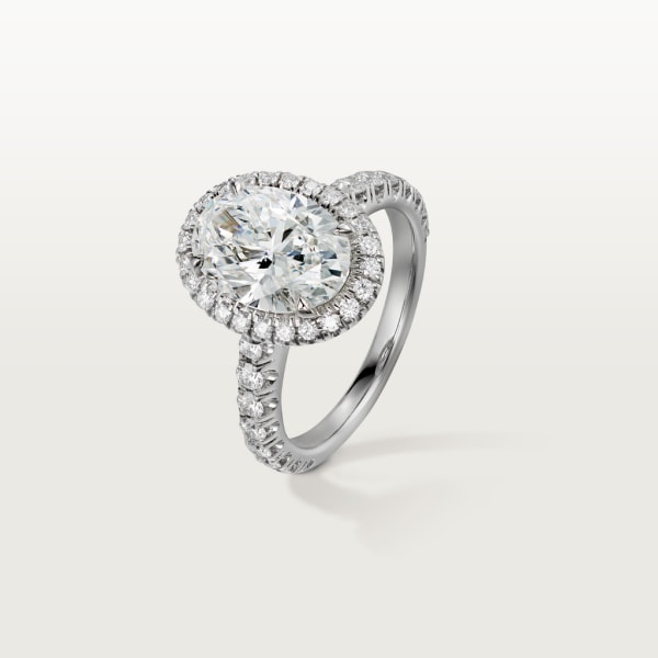 Cartier Destinée solitaire, oval-cut diamond, paved   Platinum, diamonds