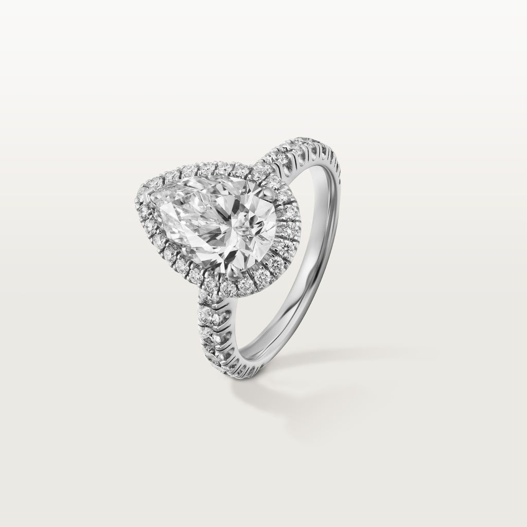 Cartier Destinée solitaire, pear-cut diamond, paved  Platinum, diamonds