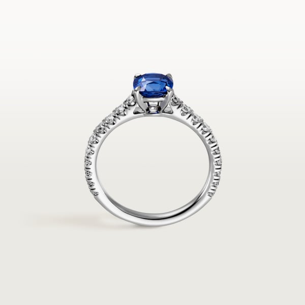 1895 solitaire, cushion-cut sapphire, paved  Platinum, sapphire, diamonds