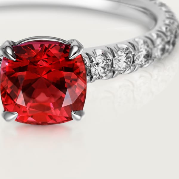 1895订婚钻戒 铂金，红宝石，钻石
