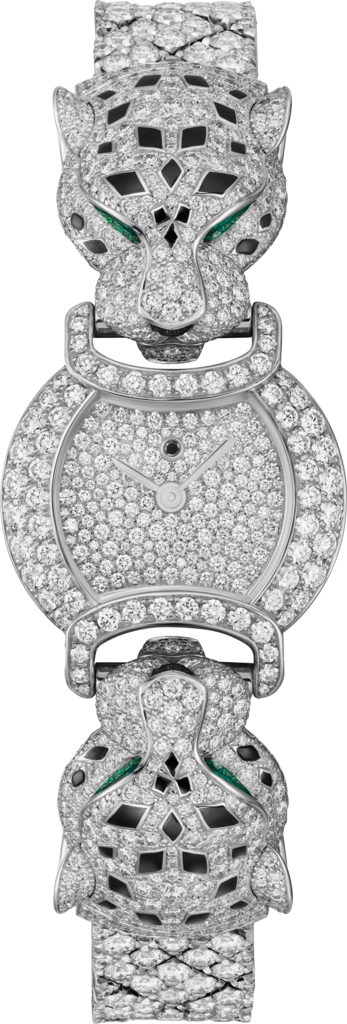 La Panthère de Cartier 腕表22.2 毫米，石英机芯，镀铑白金，钻石，金属表链