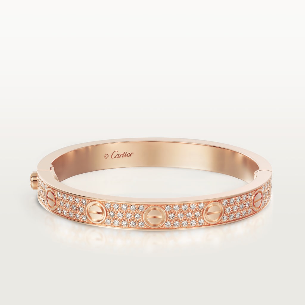 Love bracelet, classic model, pavedRose gold, diamonds