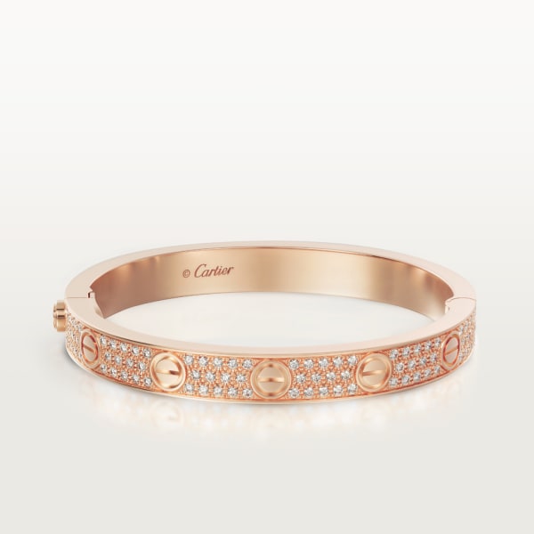 Love bracelet, classic model, paved Rose gold, diamonds