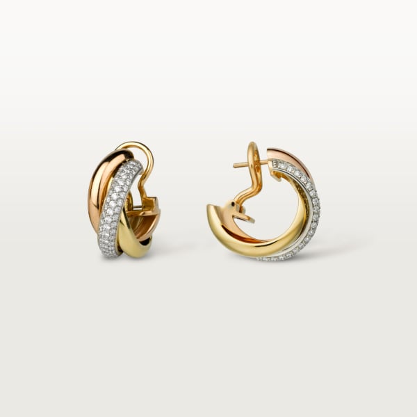 Trinity earrings White gold, yellow gold, rose gold, diamonds