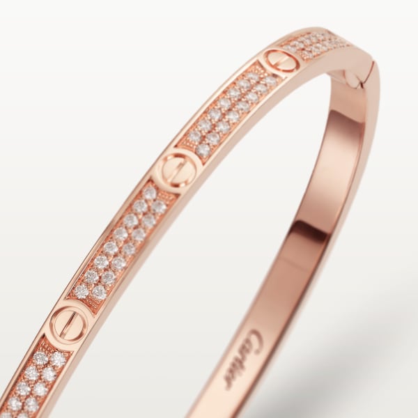 Love bracelet, small model, paved Rose gold, diamonds