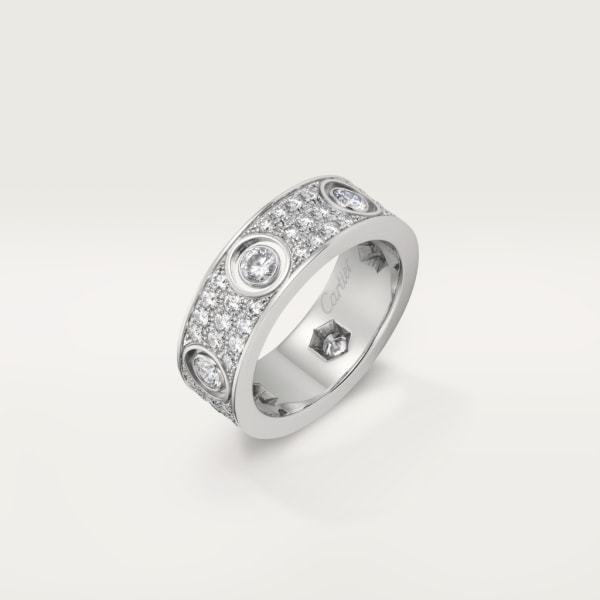 Love ring, diamond-paved White gold, diamonds