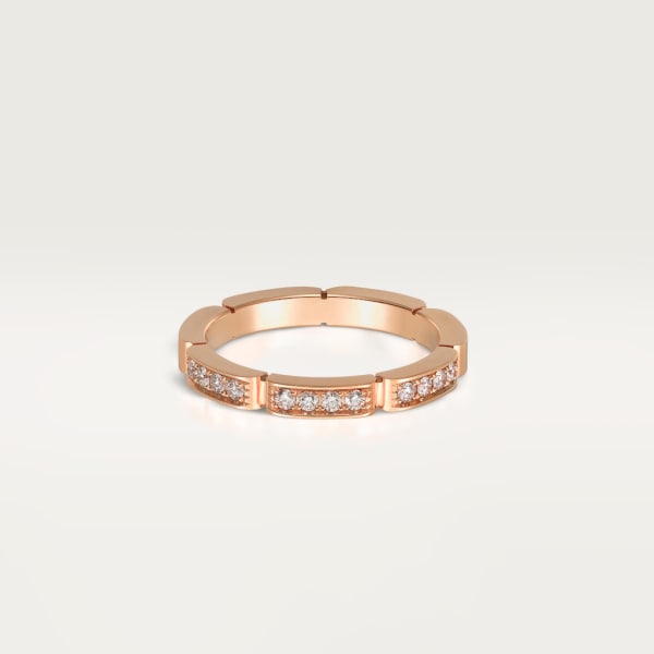 Maillon Panthère wedding ring, semi-paved Rose gold, diamonds