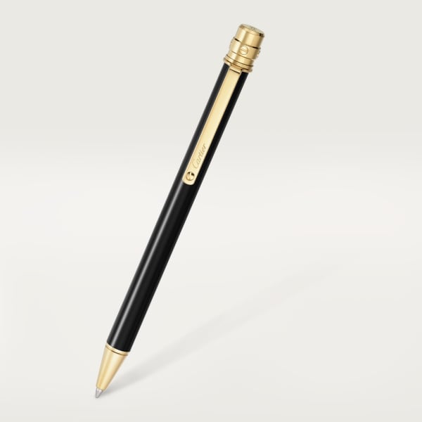 Santos de Cartier ballpoint pen Small model, black lacquer, gold finish