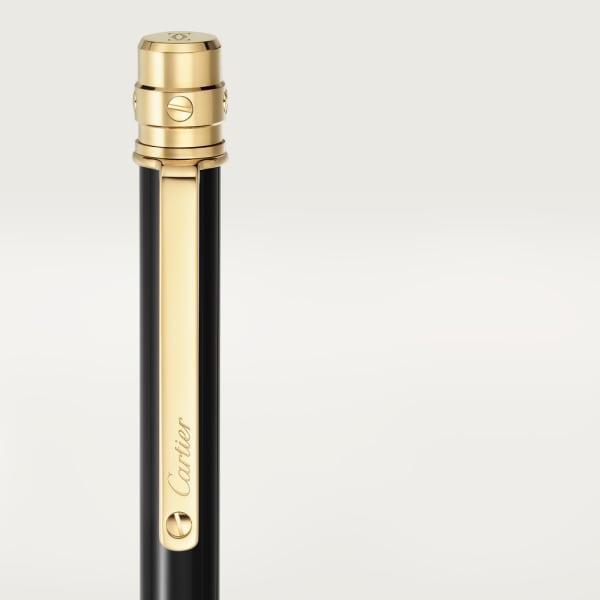 Santos de Cartier ballpoint pen Small model, black lacquer, gold finish