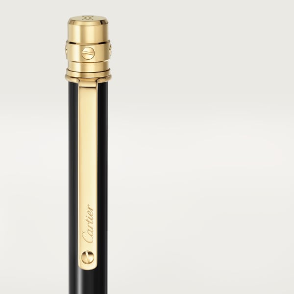 Santos de Cartier ballpoint pen, small model Black lacquer, golden-finish