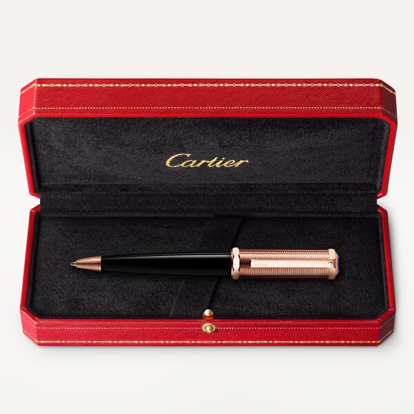 Santos-Dumont ballpoint pen Black composite, metal, rose golden-finish