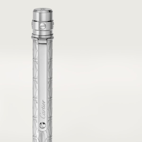 Santos de Cartier ballpoint pen Small model, engraved metal, palladium finish