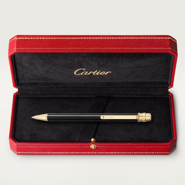 Santos de Cartier ballpoint pen Small model, black lacquer, gold finish