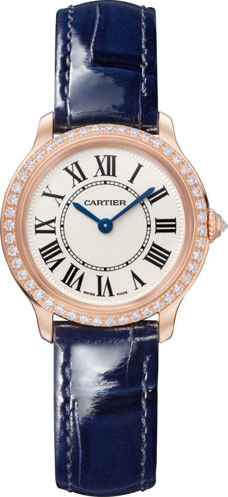 Ronde Louis Cartier watch29 mm, quartz movement, rose gold, diamonds, leather