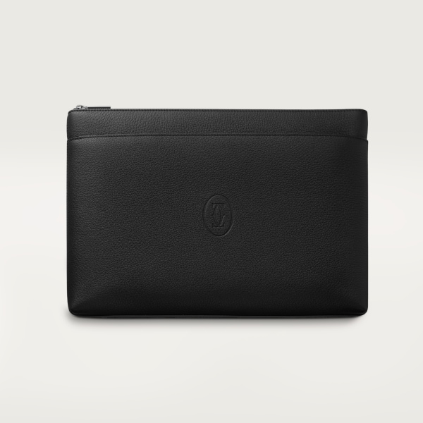 GM Pouch, Must de Cartier Black calfskin, palladium finish