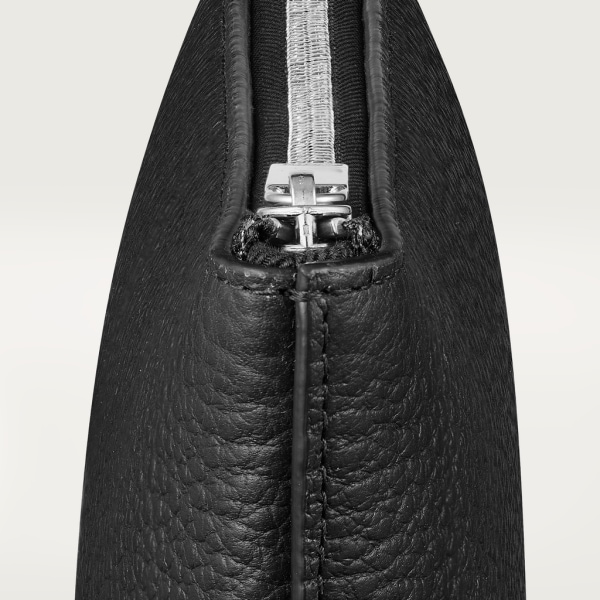 Pouch small model, Must de Cartier Black calfskin, palladium finish