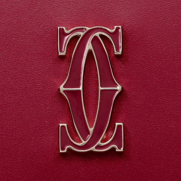 Simple card holder, C de Cartier Cherry red calfskin, gold and cherry red enamel finish