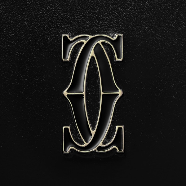 Zipped card holder, C de Cartier Black calfskin, gold and black enamel finish