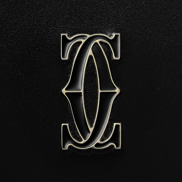 拉链卡片夹，Double C de Cartier系列 黑色小牛皮，金色和黑色珐琅饰面