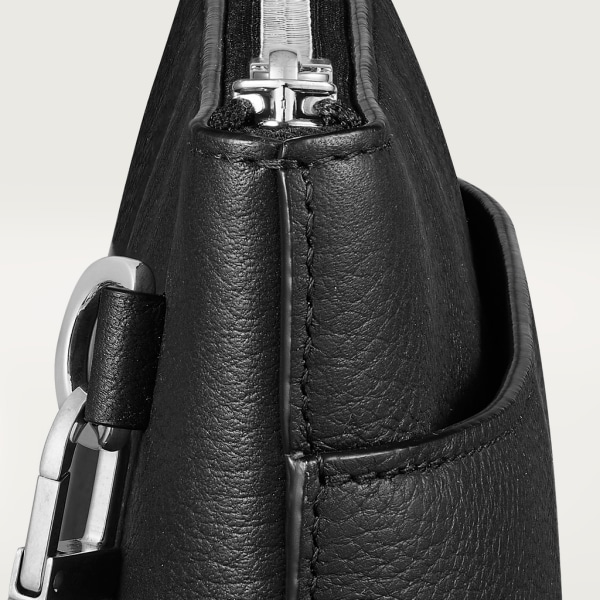 GM Pouch, Must de Cartier Black calfskin, palladium finish