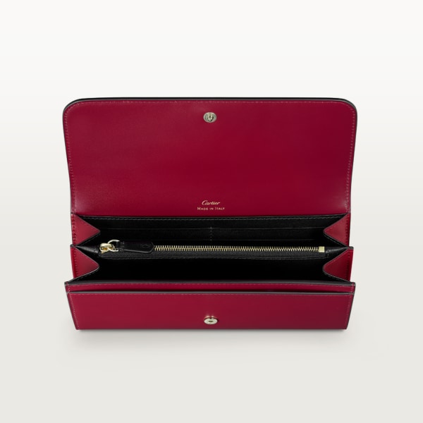 International wallet with flap, C de Cartier Cherry red calfskin, gold and cherry red enamel finish