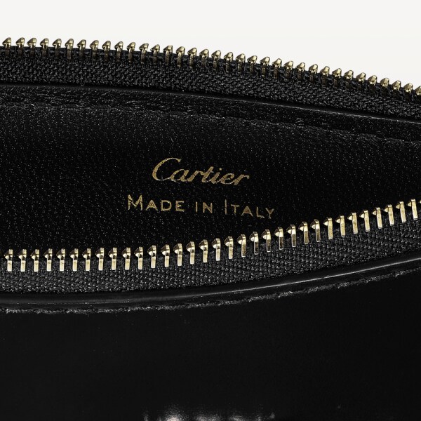 拉链卡片夹，Double C de Cartier系列 黑色小牛皮，金色和黑色珐琅饰面