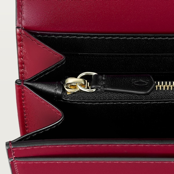 International wallet with flap, C de Cartier Cherry red calfskin, gold and cherry red enamel finish