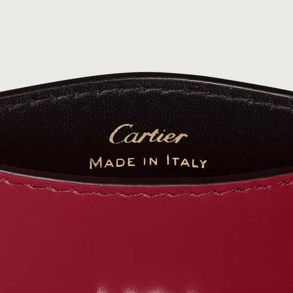 Simple card holder, C de Cartier Cherry red calfskin, gold and cherry red enamel finish