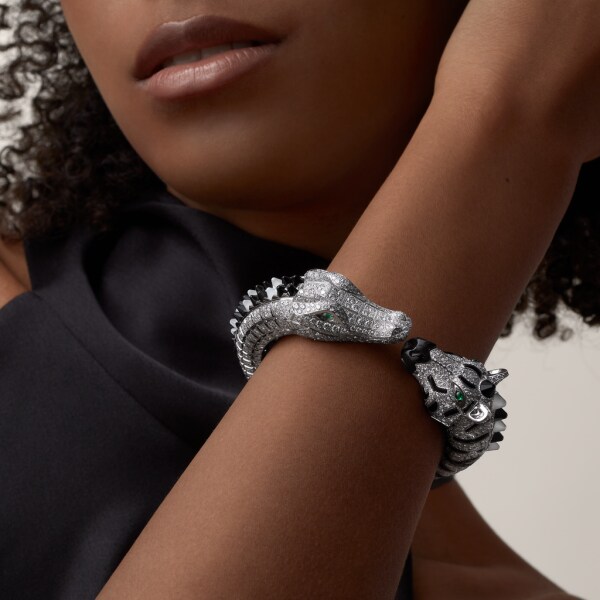 Indomptables de Cartier bracelet White gold, onyx, moonstone, emerald, diamonds