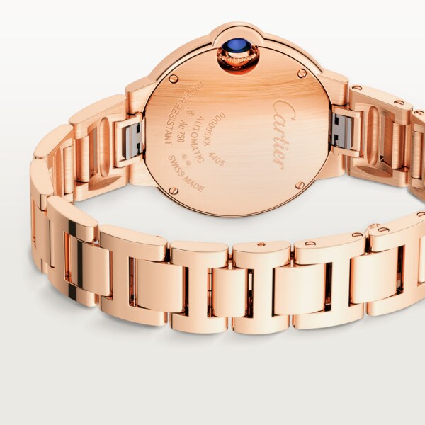 Ballon Bleu de Cartier watch 33 mm, automatic movement, 18K rose gold, diamonds