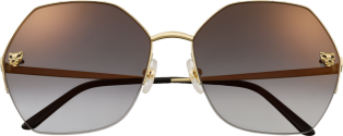 Panthère de Cartier太阳眼镜 抛光镀金饰面金属，金色闪光渐变灰色镜片