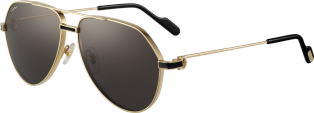 Première de Cartier sunglasses Smooth golden-finish metal and black enamel, grey lenses