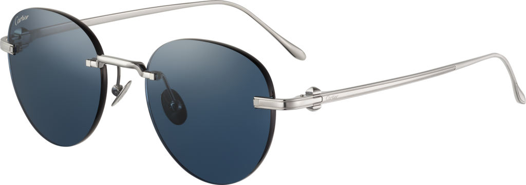 Pasha de Cartier SunglassesSmooth platinum-finish titanium, blue lenses