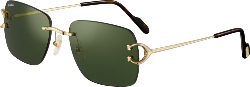 Signature C de Cartier太阳眼镜抛光镀金饰面金属，绿色镜片