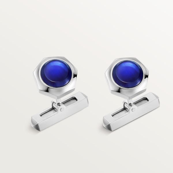 Santos de Cartier cufflinks Sterling silver, palladium finish, blue synthetic spinel