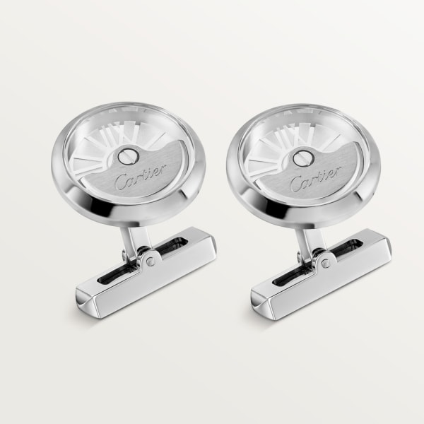 Oscillating weight cufflinks Palladium-finish sterling silver, sapphire crystal